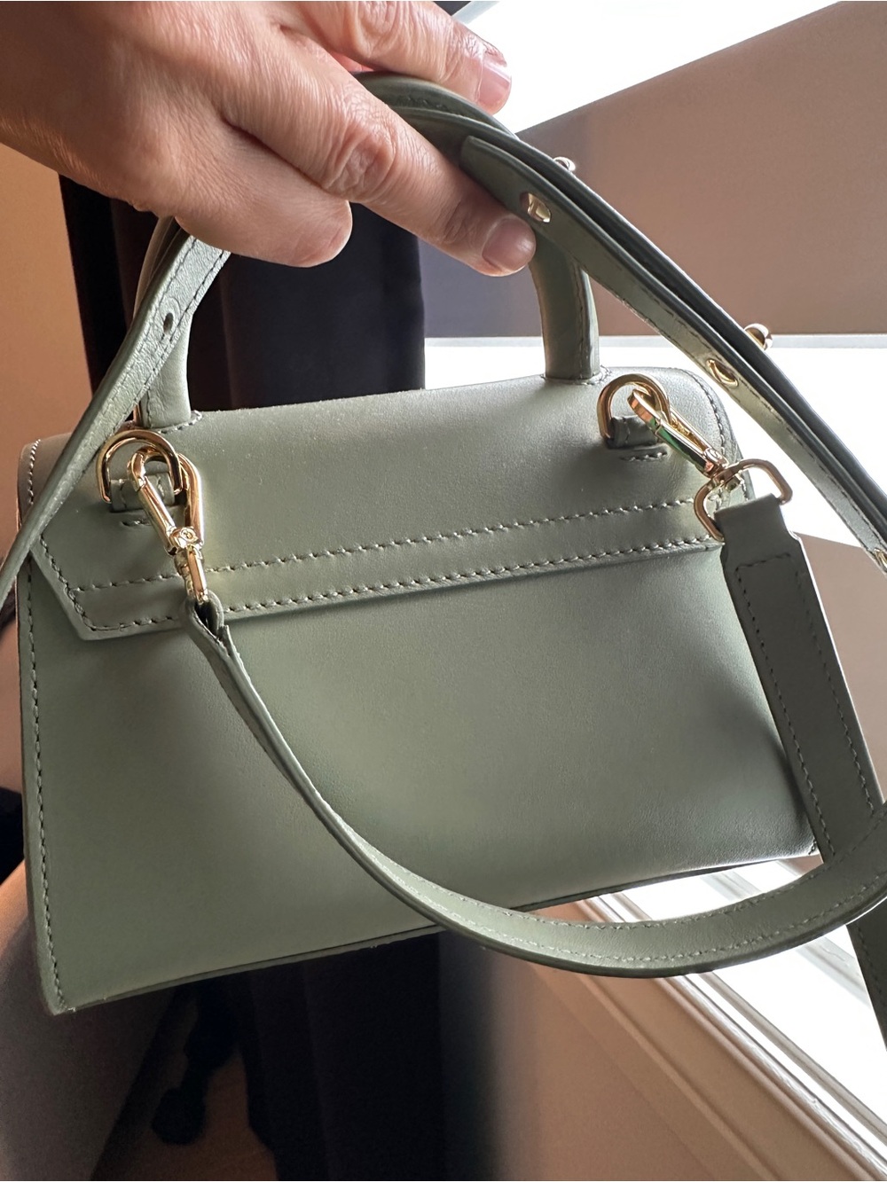 DeMellier Mini Top-Handle Bag in Sage Green with Gold Hardware - Picture 5 of 11